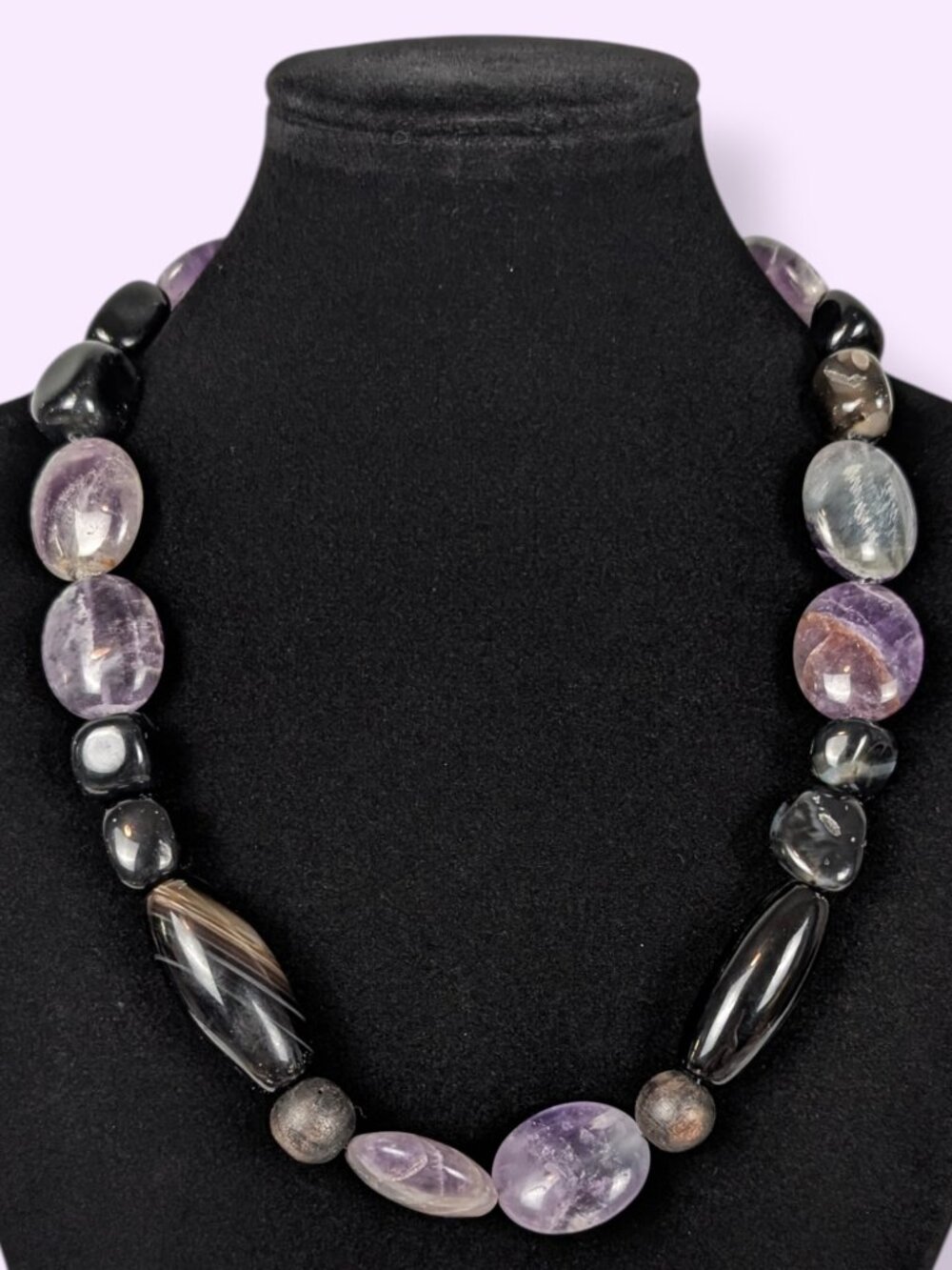 Bohemian Amethyst, Onyx & Agate Beaded Necklace
